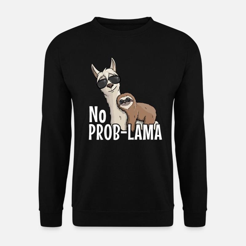 No Prob-Lama Kein Problem Faultier Lama Hipster - Unisex Pullover - Schwarz