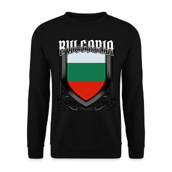 Bulgarisch Wappen Republik Bulgarien Geschenkidee - Unisex Pullover - Schwarz - Vorne - Alina (178cm) & Michal (187cm)
