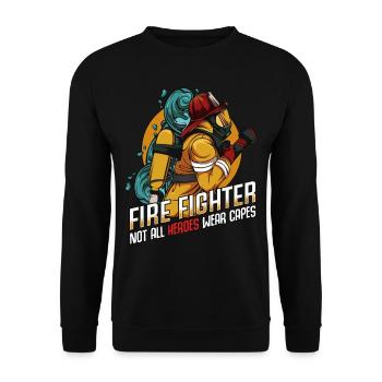Firefighter superhero statement sayings gift idea - Unisex Sweatshirt - black - Front - Alina (178cm) & Michal (187cm)