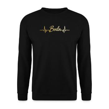 Bestseller Berlin City Premium Geschenk - Unisex Pullover - Schwarz - Vorne - Alina (178cm) & Michal (187cm)
