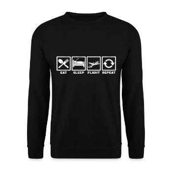 Flugzeug - Unisex Pullover - Schwarz - Vorne - Alina (178cm) & Michal (187cm)