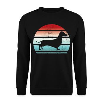 Dachshund retro gift shirt - Unisex Sweatshirt - black - Front - Alina (178cm) & Michal (187cm)