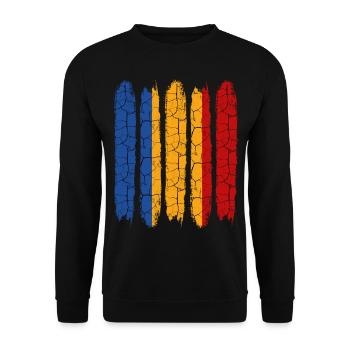 Trendy Tschad Modern Nationalfarben Geschenkidee - Unisex Pullover - Schwarz - Vorne - Alina (178cm) & Michal (187cm)