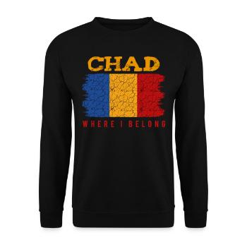 Tschad Where I Belong Statement Spruch Geschenk - Unisex Pullover - Schwarz - Vorne - Alina (178cm) & Michal (187cm)