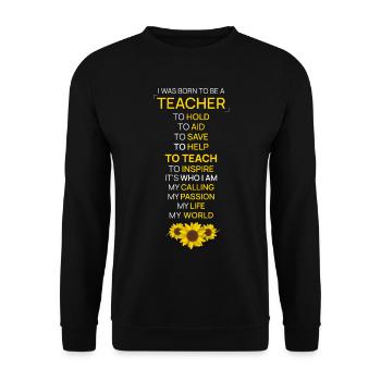 Geboren, ein Lehrer-Anerkennungs-Geschenk-Ruhestand zu sein - Unisex Pullover - Schwarz - Vorne - Alina (178cm) & Michal (187cm)