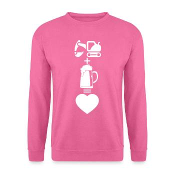 Excavator machine operator work job job gala construction - Unisex Sweatshirt - pink - Front