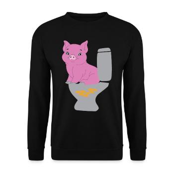 Pig on the toilet brings gold coins - Unisex Sweatshirt - black - Front - Alina (178cm) & Michal (187cm)