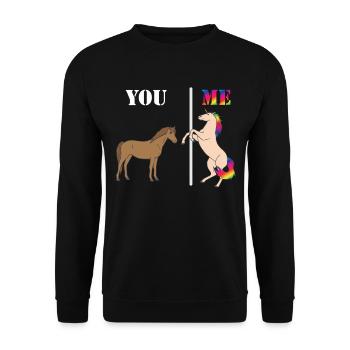 Unicorn Unicorn you and me Dance Pole Gift - Unisex Sweatshirt - black - Front - Alina (178cm) & Michal (187cm)