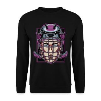Hockey Eishockeyspieler Eishockey Maske Eissport - Unisex Pullover - Schwarz - Vorne - Alina (178cm) & Michal (187cm)