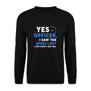 Oui officier excès de vitesse chemise de mécanicien automobile - Sweat-shirt Unisexe - noir - Devant - Alina (178cm) & Michal (187cm)