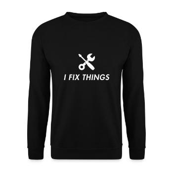 I Fix Things Mechanic Car T-Shirt - Unisex Pullover - Schwarz - Vorne - Alina (178cm) & Michal (187cm)