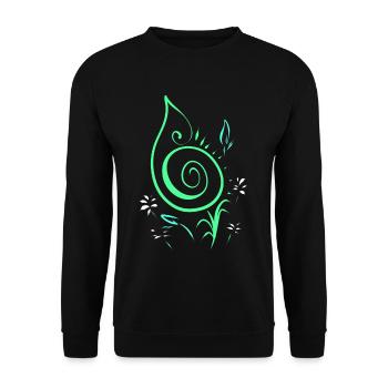 Notenschlüßel Blume - Unisex Pullover - Schwarz - Vorne - Alina (178cm) & Michal (187cm)