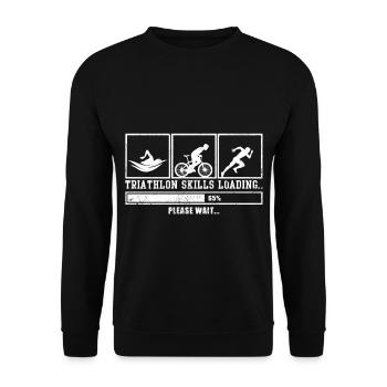 Compétences Triathlon Loading | Idée cadeau barre de chargement - Sweat-shirt Unisexe - noir - Devant - Alina (178cm) & Michal (187cm)