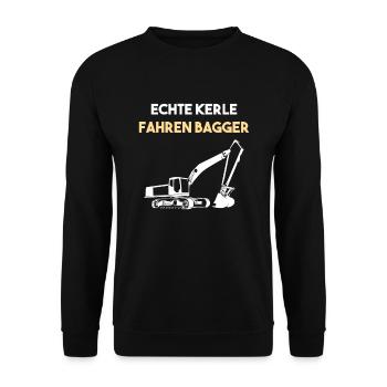 Bagger Baggerfahrer Baggern - Unisex Pullover - Schwarz - Vorne - Alina (178cm) & Michal (187cm)