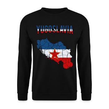 Bundesrepublik Jugoslawien Länderumriss Geschenk - Unisex Pullover - Schwarz - Vorne - Alina (178cm) & Michal (187cm)