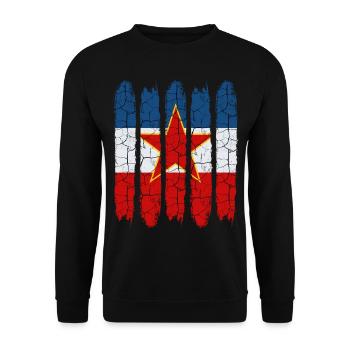 Trendy Jugoslawien Cool Nationalfarben Geschenk - Unisex Pullover - Schwarz - Vorne - Alina (178cm) & Michal (187cm)