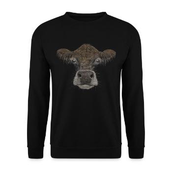 kuhle Kuh lässige Rind-Vieh Zeichnung Geschenk - Unisex Pullover - Schwarz - Vorne - Alina (178cm) & Michal (187cm)