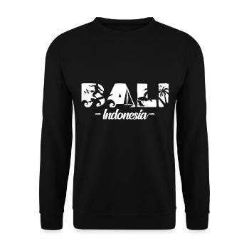 Bali Indonesien Cool Surfer Schriftzug Geschenk - Unisex Pullover - Schwarz - Vorne - Alina (178cm) & Michal (187cm)