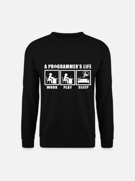 Das Leben eines Programmierers Spruch Geschenkidee - Unisex Pullover - Schwarz