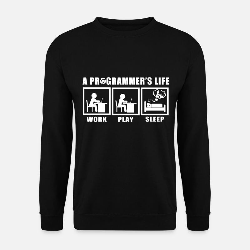 Das Leben eines Programmierers Spruch Geschenkidee - Unisex Pullover - Schwarz