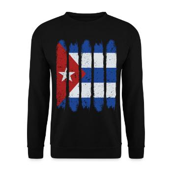 Cool Kuba Nationalflagge Modern Havanna Geschenk - Unisex Pullover - Schwarz - Vorne - Alina (178cm) & Michal (187cm)