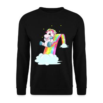 Licorne mignonne glissant sur l'idée cadeau - Sweat-shirt Unisexe - noir - Devant - Alina (178cm) & Michal (187cm)