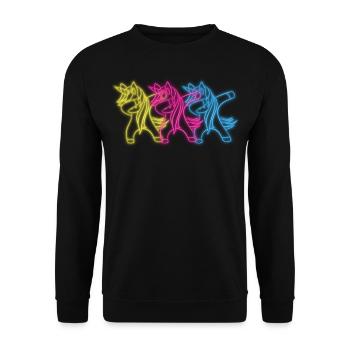 Tamponner Licorne des années 80 rétro signe néon femmes cadeau - Sweat-shirt Unisexe - noir - Devant - Alina (178cm) & Michal (187cm)