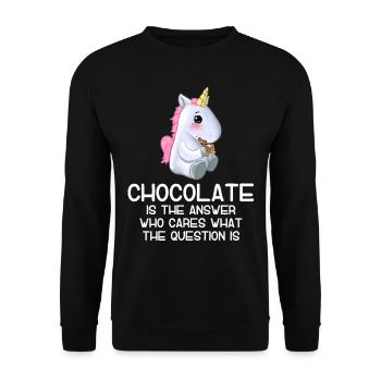 Le chocolat est la solution Idée cadeau Licorne - Sweat-shirt Unisexe - noir - Devant - Alina (178cm) & Michal (187cm)