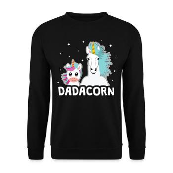 Einhorn Dadacorn Vater Geschenkidee - Unisex Pullover - Schwarz - Vorne - Alina (178cm) & Michal (187cm)