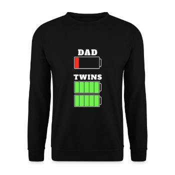 T-shirt jumeau fatigué père batterie - Sweat-shirt Unisexe - noir - Devant - Alina (178cm) & Michal (187cm)