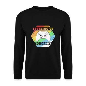 Leveling up to Dad Pregnancy T-Shirt - Unisex Sweatshirt - black - Front - Alina (178cm) & Michal (187cm)