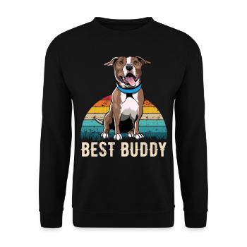 American Staffordshire Terrier retro gift shir - Unisex Sweatshirt - black - Front - Alina (178cm) & Michal (187cm)
