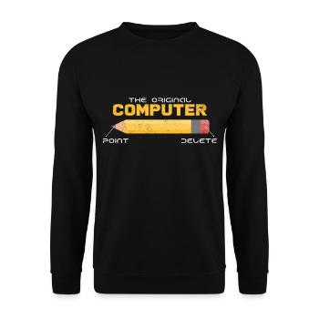 Cool Retro Computer Lustige Sprüche Geschenkidee - Unisex Pullover - Schwarz - Vorne - Alina (178cm) & Michal (187cm)