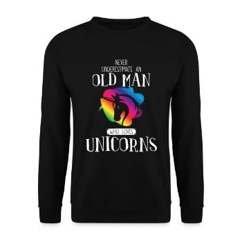Unicorn Lover Gift Idea Old Man Unicorn - Unisex Sweatshirt - black - Front - Alina (178cm) & Michal (187cm)