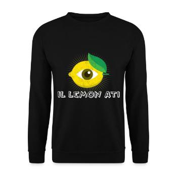 Cool Illuminati Zitrone Wortspiel Lustig Geschenk - Unisex Pullover - Schwarz - Vorne - Alina (178cm) & Michal (187cm)