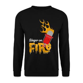 Singer On Fire Mikrophon Musikalisch Geschenkidee - Unisex Pullover - Schwarz - Vorne - Alina (178cm) & Michal (187cm)