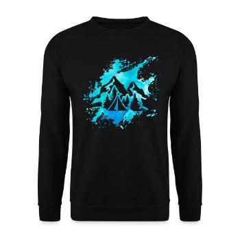 Camping Mountains Tent Nature Camper Gift Idea Art - Unisex Sweatshirt - black - Front - Alina (178cm) & Michal (187cm)