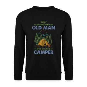 Camping The Old Man Camper Geschenkidee - Unisex Pullover - Schwarz - Vorne - Alina (178cm) & Michal (187cm)