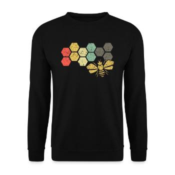 Cadeau d'apiculteur vintage en nid d'abeille rétro abeille - Sweat-shirt Unisexe - noir - Devant - Alina (178cm) & Michal (187cm)