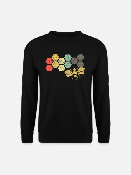 Cadeau d'apiculteur vintage en nid d'abeille rétro abeille - Sweat-shirt Unisexe - noir