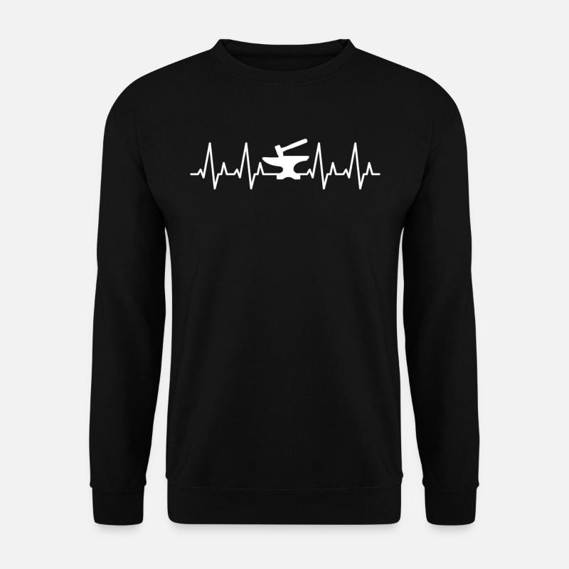 Hammer Amboss Herzschlag Schmied Schmiedekunst - Unisex Pullover - Schwarz