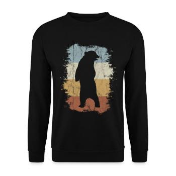 Grizzly Vintage des années 60 et 70 | Silhouette d'ours rétro - Sweat-shirt Unisexe - noir - Devant - Alina (178cm) & Michal (187cm)