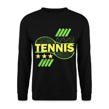 Tennis color motive tennis racket gift idea - Unisex Sweatshirt - black - Front - Alina (178cm) & Michal (187cm)