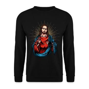 Jesus Christ - Unisex Sweatshirt - black - Front - Alina (178cm) & Michal (187cm)