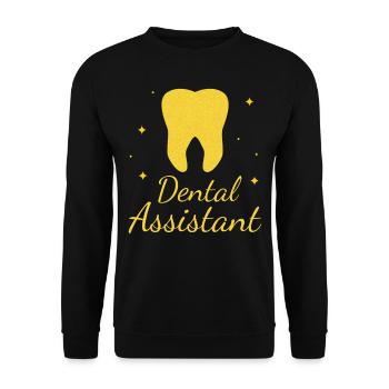 Zahnarzthelfer Golden Tooth Zahnarzt Hygiene Geschenk - Unisex Pullover - Schwarz - Vorne - Alina (178cm) & Michal (187cm)