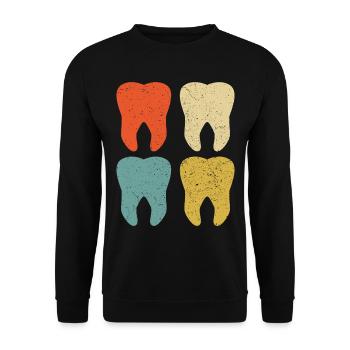 Vintage Teeth Dentist Dental Hygienist Hygiene - Unisex Sweatshirt - black - Front - Alina (178cm) & Michal (187cm)