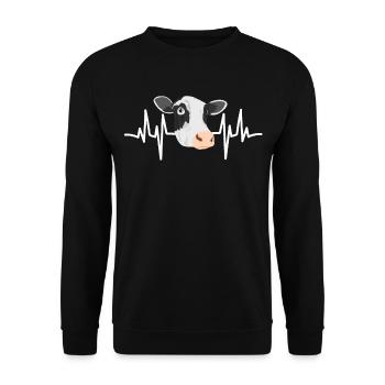 Cow Heartbeat Pastoral Farmer Farming Farm EKG - Unisex Sweatshirt - black - Front - Alina (178cm) & Michal (187cm)