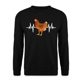 Chicken Heartbeat Poultry Farmer Farming Farm - Unisex Sweatshirt - black - Front - Alina (178cm) & Michal (187cm)