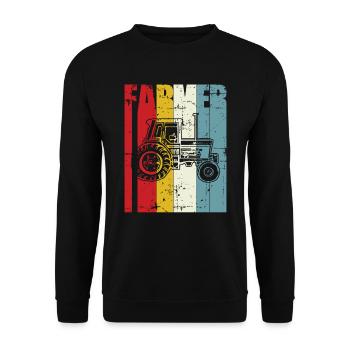 Retro Farmer Gift Farming Vintage Tractor 70s 80s - Unisex Sweatshirt - black - Front - Alina (178cm) & Michal (187cm)