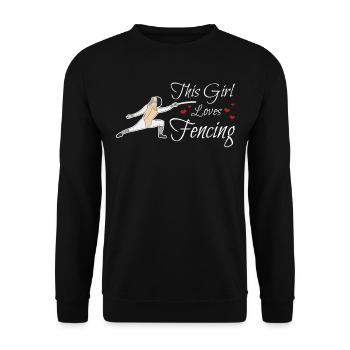 This Girl Loves Fencing Sport Fencer Gift Epee - Unisex Sweatshirt - black - Front - Alina (178cm) & Michal (187cm)
